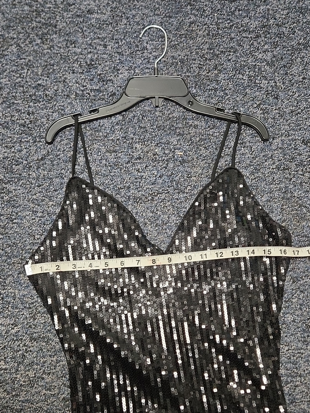 Black Sequins V-neck Bodysuit Size L - Picture 7 of 9